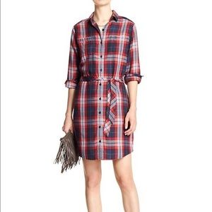 Banana Republic Factory Red/Blue Plaid Shirtdress
